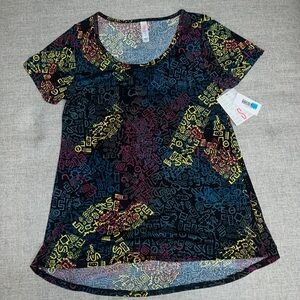 LuLaRoe Classic T Shirt Women's Size S Multi Color‎ Geometric Print Short Sleeve